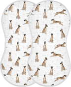 2 Pack Muslin Burp Cloths Great Dane Dog White Cotton Baby Burp Cloths Ultra Absorbent and Soft Thick Burping Cloth for Newborn Babies Boys Girls 22x11 Inch