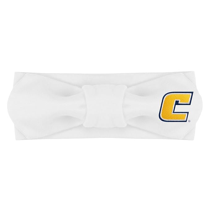 Creative Knitwear UTC Mocs Tennessee Chattanooga Infant Girls White Solid Hair Knot Headband Embroidered Logo - Size Newborn - 4T