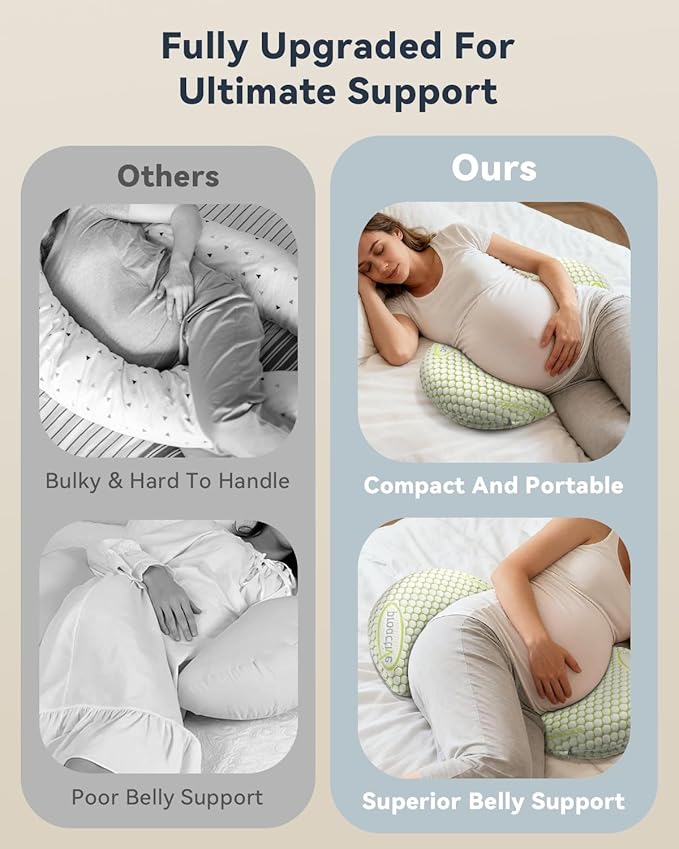 Memory-Foam Pregnancy Pillow for Sleeping - Upgrade Material Maternity Pillow for Pregnant Women - Quality Cooling Travel Wedge Pillow for Back, Belly, and Hip Relief, Gifts for Pregnant Women