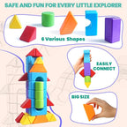 Magnetic Building Blocks in Multiple Shapes, 1.65 Inch Montessori Magnetic Block Set for Kids Ages 4 5 6 and Up, 36PCS Creative Learning Toys for Boys and Girls