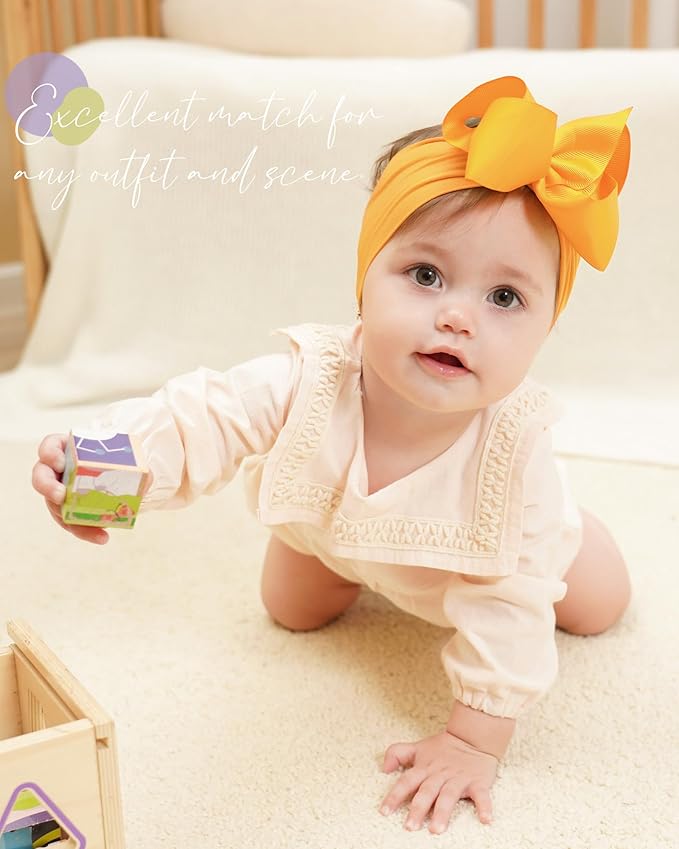 doboi Baby Girl Hair Bows and Nylon Headbands Set - 20PCS Infant Toddler Accessories With Big Bows