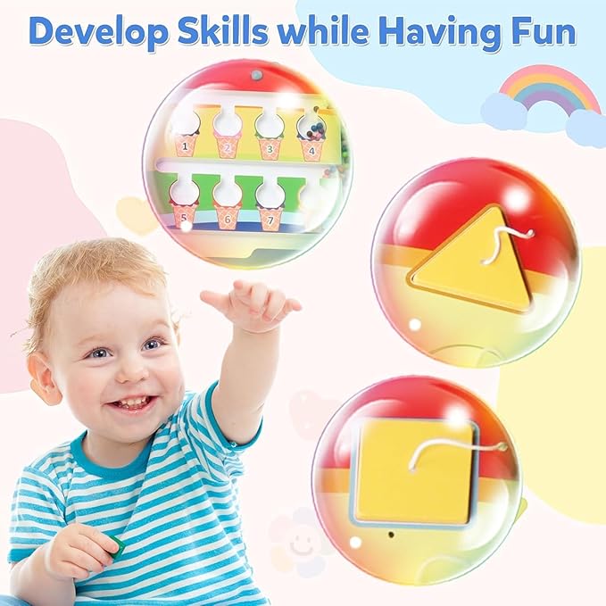 Activity Wall Busy Board for Toddlers: Montessori Sensory Toys- Sensory Wall Panel for Kids Playroom Daycare Learning Center Rainbow