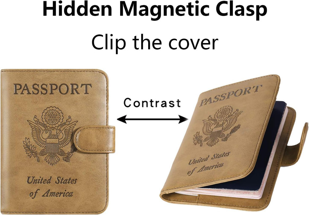 Passport Holder Cover Wallet RFID Blocking Leather Card Case Travel Accessories for Women Men (Brown)