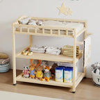 Infant Changing Table in Natural, Solid Wood Structure with Weight Capacity Up to 30LBS, Portable Changing Station for Baby Nursery, New Zealand Pinewood