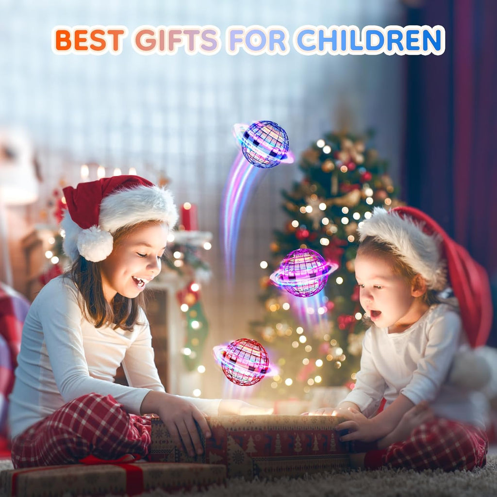 TOMZON Flying Orb Ball, Galaxy Ball Cool Toys for Boys Girls, Hover Ball Boomerang Fidget Spinner, Drone for Kids with Colorful Light Flying Spinner, A32 Red