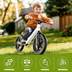 Ridego 12 or 14 Inch Balance Bike for Kids 2-6 Year Old,Lightweight Kids Bike with Adjustable Seat, Push Bicycle with Air Rubber Tires，Ride-on Toys Birthday Gift