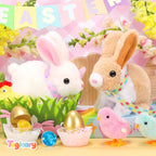 Tagitary Plush Easter Bunny Toys for Kids,Hopping Interactive Rabbit with Leash,Golden Egg,and Wind Up Toys,That Making Sounds,Wiggling Ears,Twitching Nose,Easter Basket Stuffers Gift for Toddlers