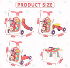 QDRAGON 5 in 1 Walker for Baby Girl, Baby Push Walkers, Assemble as Scooter/Motorbike/Activity Center/Detachable Panel, Walking Toys for Infants 6-12 Months, Red
