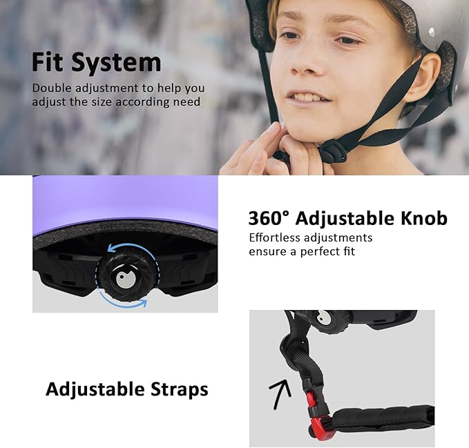 Skateboard Bike Helmet for Adults Women Men Youth Kids (2-3-5-8-14+ Years Boys Girls) - Lightweight Multi-Sport Adjustable Helmets for Bicycle Skateboard Scooter Skate Cycling