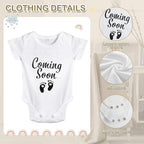 9 Pcs Pregnancy Announcement Set Pregnancy Reveal Ideas Felt Letter Board Baby Bodysuit Baby Booties Photo Frame Bear Plush Baby Wood Blocks for Coming Soon Baby Announcement (White,Bright)