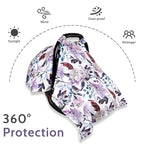 Car Seat Cover Baby, Infant Car Seat Canopy Covers for Newborn Girls Boys, Soft Breathable Mink Carseat Covers Stretchy Multi-Use Nursing Cover for Stroller Baby Car Seat, Purple Flroal