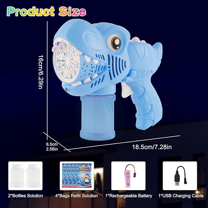 Onory 2 Pack Bubble Gun Machine for Kids, Bubble Gun with Bubble Solutions for Boys Girls, Bubble Blaster for Summer Toy, Party Favors, Outdoor & Indoor Activity, Birthday Gift, Bubble Blower