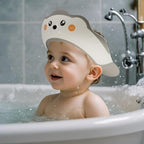 Baby Shower Cap, Baby Shower Cap Shield, Shower Cap for Kids, Visor Hat for Eye and Ear Protection for 0-9 Years Old Children, Cute Sea Lion shape Makes the Baby Bath More Fun (White)