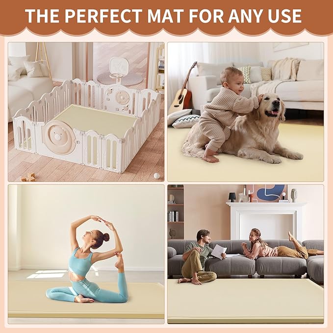 Baby Play Mat for Floor - 1.4" Thick Memory Foam Rug, 80"x80" Playpen Tummy Time Mat, Soft Velvet Nursery Rug, Large Padded Crawling Mat, Cushioned Pads for Playroom Toddlers, Infants, Yoga, Tatami