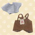 2-Piece Doll Clothes Set – Adorable Bear Themed Bib Pants & Gray T-Shirt for 15cm/17cm Dolls – Perfect Outfits Accessories Fits 15cm Dolls (No Doll)