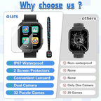 Kids Waterproof Smart Watch Gift for Boys Ages 3-12, 32 Puzzle Games, HD Touchscreen, Dual Camera, Vedio Pedometer Music Player, Kids Watch Toy Birthday Gifts for Boys Ages 5 6 7 8 9 10 (Black)