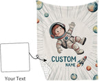 Personalized Baby Crib Bedding Set – Astronaut Rocket Theme Nursery Bedding Sets 3 Piece with Custom Name Blanket, Fitted Crib Sheet & Changing Pad Cover – Ideal Newborn Gift for Boys
