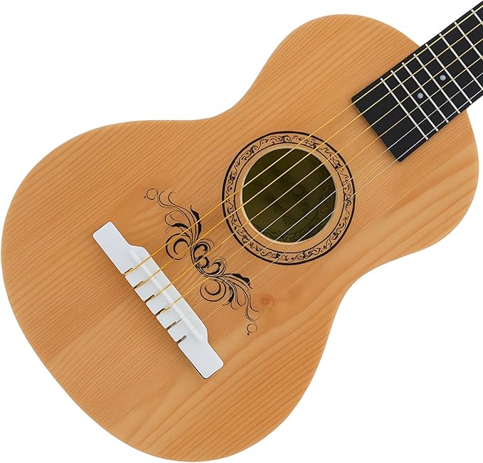 23" Acoustic Guitar, Kids 6 String Toy Guitar - Realistic Steel Strings - Beginner Practice First Musical Instrument for Children, Toddlers (Natural)