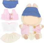 4-Piece Doll Outfit Set – Hat, Pink Vest Coat, White T-Shirt & Skirt for 17cm Mini Doll Clothes – Stylish Golf-Themed Fits 15cm Dolls Accessories (No Dolls)
