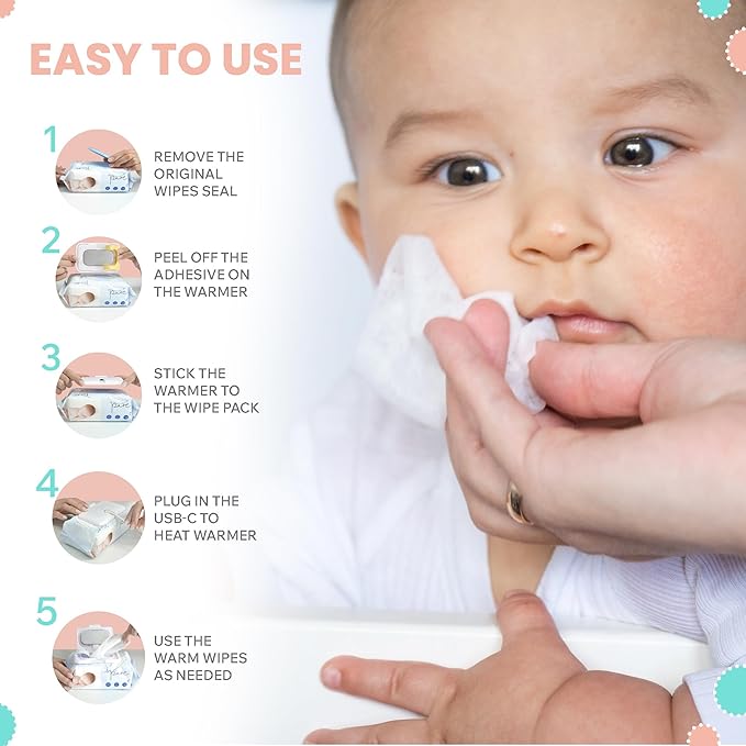 Lulyboo Compact Baby Wipe Warmer with Constant Temperature & Double Layer Cover - Portable USB Diaper Wipe Dispenser for Home, Car & Travel, Keeps Wipes Moist & Warm, Large Capacity, Baby Care Gift