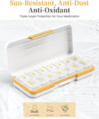 Zoksi Am Pm Pill Organizer 7 Day, Weekly Pill Box 2 Times a Day, Medicine Pill Organizer with Separate Compartment, Travel Pill Case Dispenser Portable for Vitamins, Fish Oils, Medicines(White)