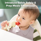 Haakaa Baby Fruit Food Feeder & Mini Freezer Nibble Tray Combo, Breastmilk Popsicle Molds for Baby Cooling Relief, BPA Free Silicone Feeder for Safe Infant Self Feeding, 4 Month+ (Oat)