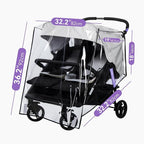 bemece Double Stroller Rain Cover, Weather Shield Double Stroller for Side by Side Seats Twin Stroller, Baby Outdoor Activities Accessories, Protects Children from Rain, Snow, Wind