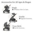UPPAbaby Cruz V3 Stroller - from Birth + Car Seat Compatible - Full-Size, Reversible Seat - Infant Insert, Bug and Rain Shields Included - Greyson (Charcoal Mélange/Carbon Frame/Saddle Leather)