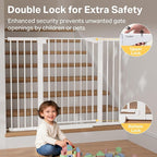 Cumbor 36" Extra Tall 29.7"-51.5" Baby Gate for Stairs, Easy Wall Through Dog Gates for Doorways Extra Wide, Pressure Mounted Tall Pet Gate Indoor, Safety Auto-Close Child Gate for Kids, White