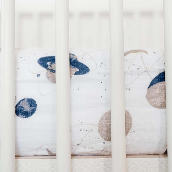 Little Unicorn Premium Crib Sheet | Breathable & Super-Soft Muslin Fabric (Planetary)
