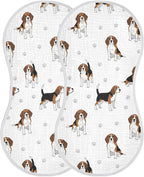 2 Pack Muslin Burp Cloths Beagle Dogs Paw White Cotton Baby Burp Cloths Extra Absorbent and Soft Spit Up Rags for Baby Boys Girls 22x11 Inch