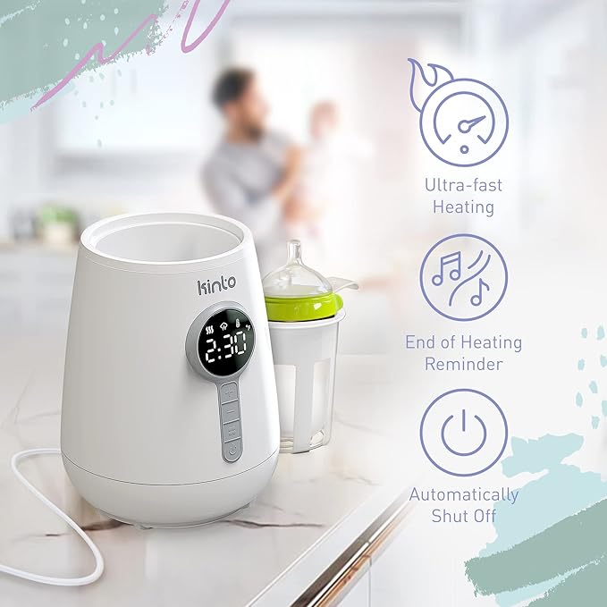 Baby Bottle Warmer for Breastmilk and Formula - Electric Fast Milk Bottle Heater, Baby Food Warmer with Timer and Auto Shut Off