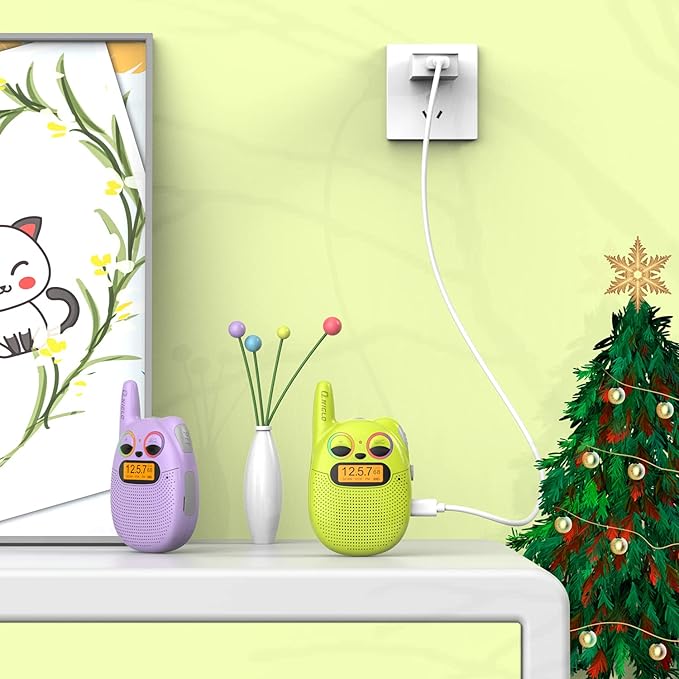 Qniglo Kids Walkie Talkies Rechargeable, Gifts for 3-12 Year Old Girls & Boys, Walkie Talkies with FM Radio, Adventure Camping Games, Best Christmas & Birthday Toys - 3 Pack