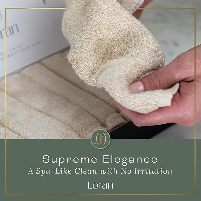 Vanilla Facial Washcloths Set of 6 Soft Cloths 10” x 10” 100% Viscose Derived from Bamboo Spa-Like Feel Silky Face Cloth for Skin Cleansing