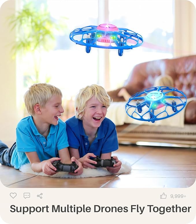 SYMA Kids Drone with 7-Color LED Light Modes, X660 Indoor Drone with Full Propeller Guard Headless Mode Rotary Ascent, Lightweight Easy to Fly Remote Control Airplane Gift for Adults Boys and Girls