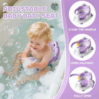 Baby Bath Seat for Babies 6 Months & Up - Toddler Bath Seats for Baby Sitting Up with 4 Suction Cups & Soft Cushion, Non-Slip Infants Shower Bathtub Chair for Newborn Girls, Purple