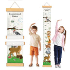 Personalized Name Growth Chart Wall Decor for Kids – Canvas Removable Height Chart Measuring Ruler 59" x 7.9" (Zoo）