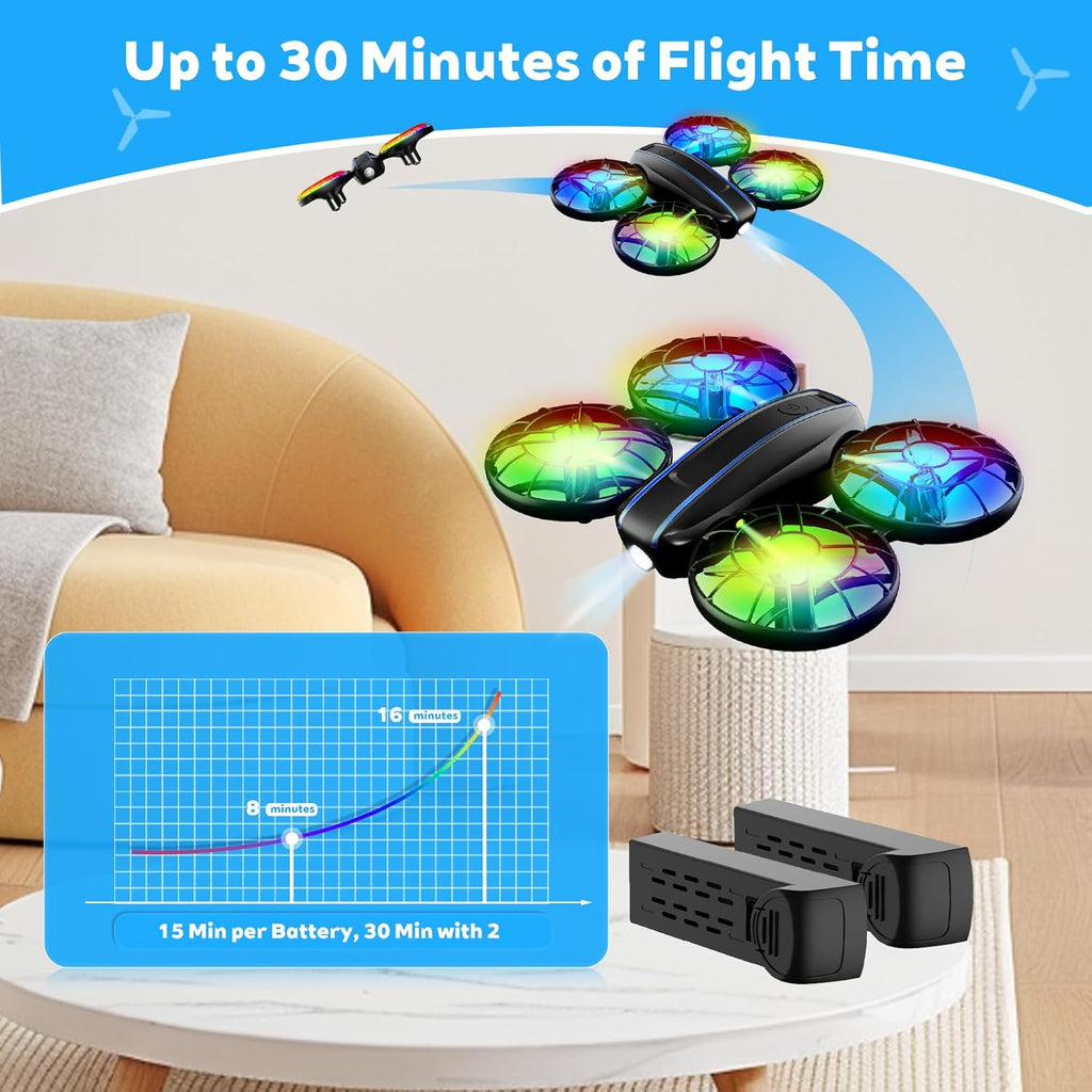 RC Drone for Kids and Beginner, Small RC Quadcopter with Lights and 3D Flip, Altitude Hold, Headless Mode, Propeller Full Protect, Easy to Fly Toys Drone for Kids Boys and Girls Gift (Black)