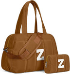 Duffle Bag with Letter, Carry On Bags for Women，Gifts for Sisters-Overnight Bag with Wet Pocket，Lightweight Travel Bags Personalized Gym Tote with Makeup Pouch