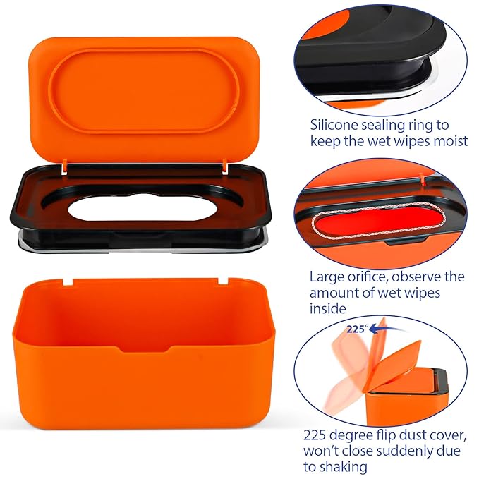 Baby Wipes Dispenser, Wipes Case Baby Wipe Holder Keeps Wipes Fresh, Non-Slip, Easy Open & Close (Black)