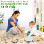 Kids Musical Instruments,100% Natural Wooden Music Percussion Toy Sets, 23 Pcs Tambourine Xylophone Toys for Kids, Girls Boys Preschool Education Early Learning Musical Toys with Bags