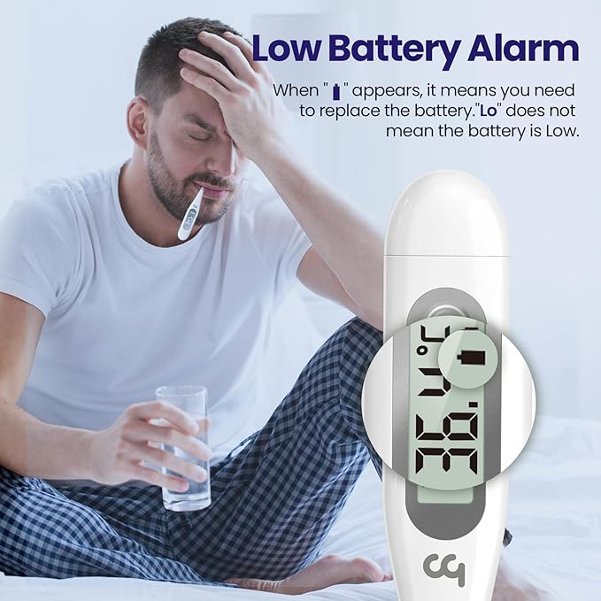 Femometer Thermometer for Adults and Kids, Digital Thermometer with Fever Alert, Memory Recall, C/F Switchable, for Oral, Rectal or Under Arm Use, Grey