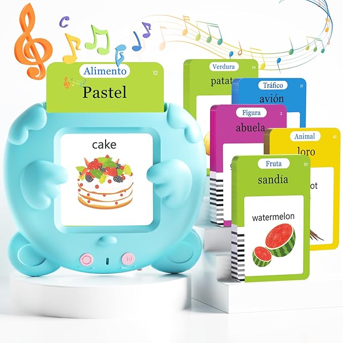 Bilingual Talking Flash Cards for Toddlers, 224 Sight Words Spanish and English Learning Flashcards for Kids, Autism Pocket Speech Therapy Toys, Española Vocabulary