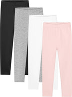Resinta 4 Packs Toddler and Baby Girls Cotton Leggings Full Length Pants Stretchy Soft Tights Pants for Kids