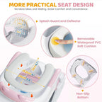 Orzbow Potty Training Seat, 2-IN-1 Toddler Potty Training Toilet with Step Stool, Stability Toilet Seat for Boys Girls with Splash Guard and Anti-Slip Pad, Adjustable Ladder & Potty Seat Height, Pink