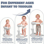 Baby Shower Stand Adjustable Toddler Shower Standing Support with Anti-Slip Base Infants Bath Support for 8-36 Months Portable Bath Helper (Grey)