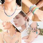 1100pcs 8mm Round Glass Beads for Jewelry Making, Bracelet Necklace Earring DIY Crafts Bulk Kit with Large Hole 83 Different Crystal Beads for Adults Jewelry Supplies