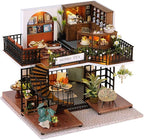 CUTEBEE Dollhouse Miniature with Furniture, DIY Wooden Dollhouse Kit Plus Dust Proof, Creative Room Idea(Forest Tea Shop)