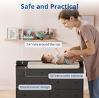 Cozy Castle Baby Dresser with 6 Drawers and Large Table Top, Multi-Functional Chest of Drawer, Drawer Dresser with Three-Sided High Rails for Nursery, Children's Room, Bedroom, Black