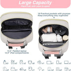 MOMUVO Diaper Bag Backpack, Quilted Baby Bag with Changing Pad and Stroller Straps and Pacifier Case, Multifunction Waterproof Travel Diaper Bags, Unisex, Light Grey and Pink